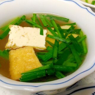 ニラと厚揚げの中華スープ